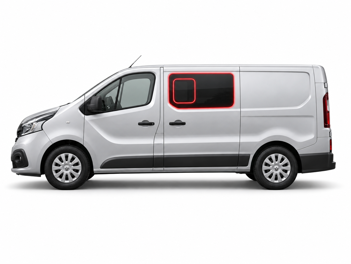 Left Privacy Front Opening Glass for Renault Trafic (2014 onwards) / Vauxhall Vivaro (2014-2018) / Fiat Talento (2014 onwards) / Nissan Primastar (NV300, 2014 onwards)