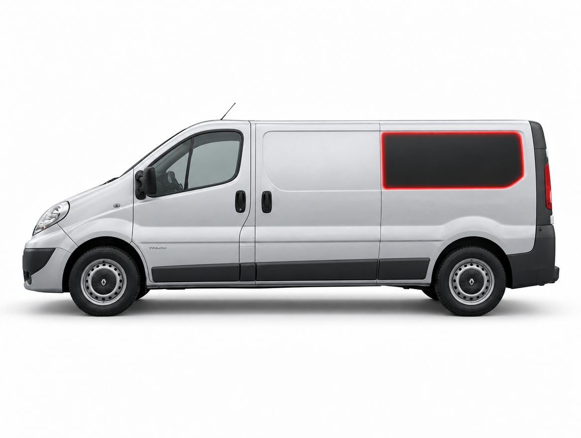 Left Privacy Rear Fixed LWB Glass for Renault Trafic / Vauxhall Vivaro / Nissan Primastar (2001-2013)