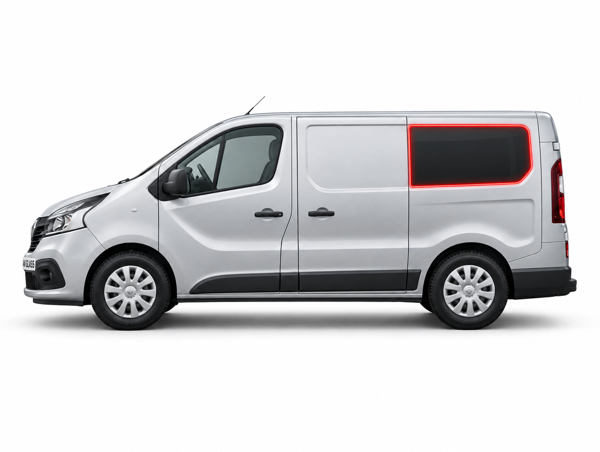 Left Privacy Rear Fixed SWB Glass for Renault Trafic (2014 onwards) / Vauxhall Vivaro (2014-2018) / Fiat Talento (2014 onwards) / Nissan Primastar (NV300, 2014 onwards)