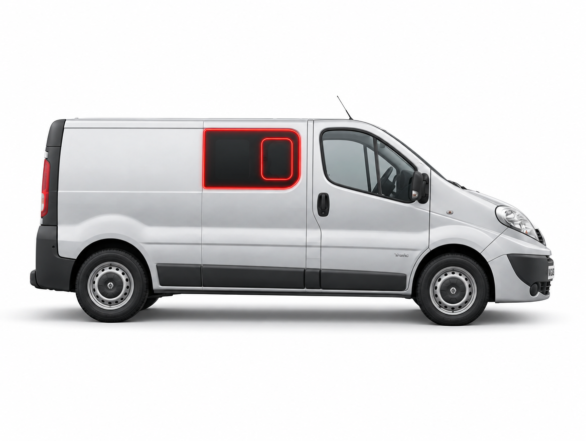 Right Privacy Front Opening Glass for Renault Trafic / Vauxhall Vivaro / Nissan Primastar (2001-2013)
