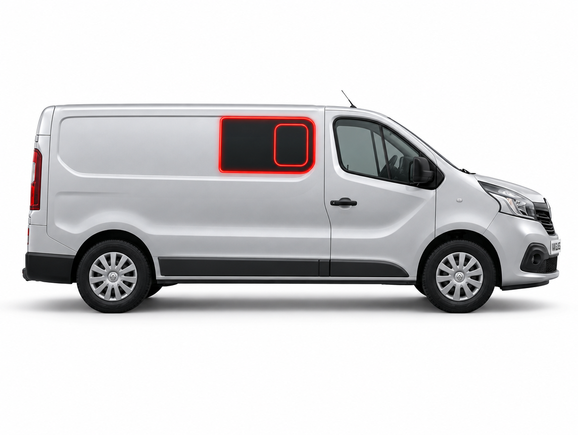 Right Privacy Front Opening Glass for Renault Trafic (2014 onwards) / Vauxhall Vivaro (2014-2018) / Fiat Talento (2014 onwards) / Nissan Primastar (NV300, 2014 onwards)