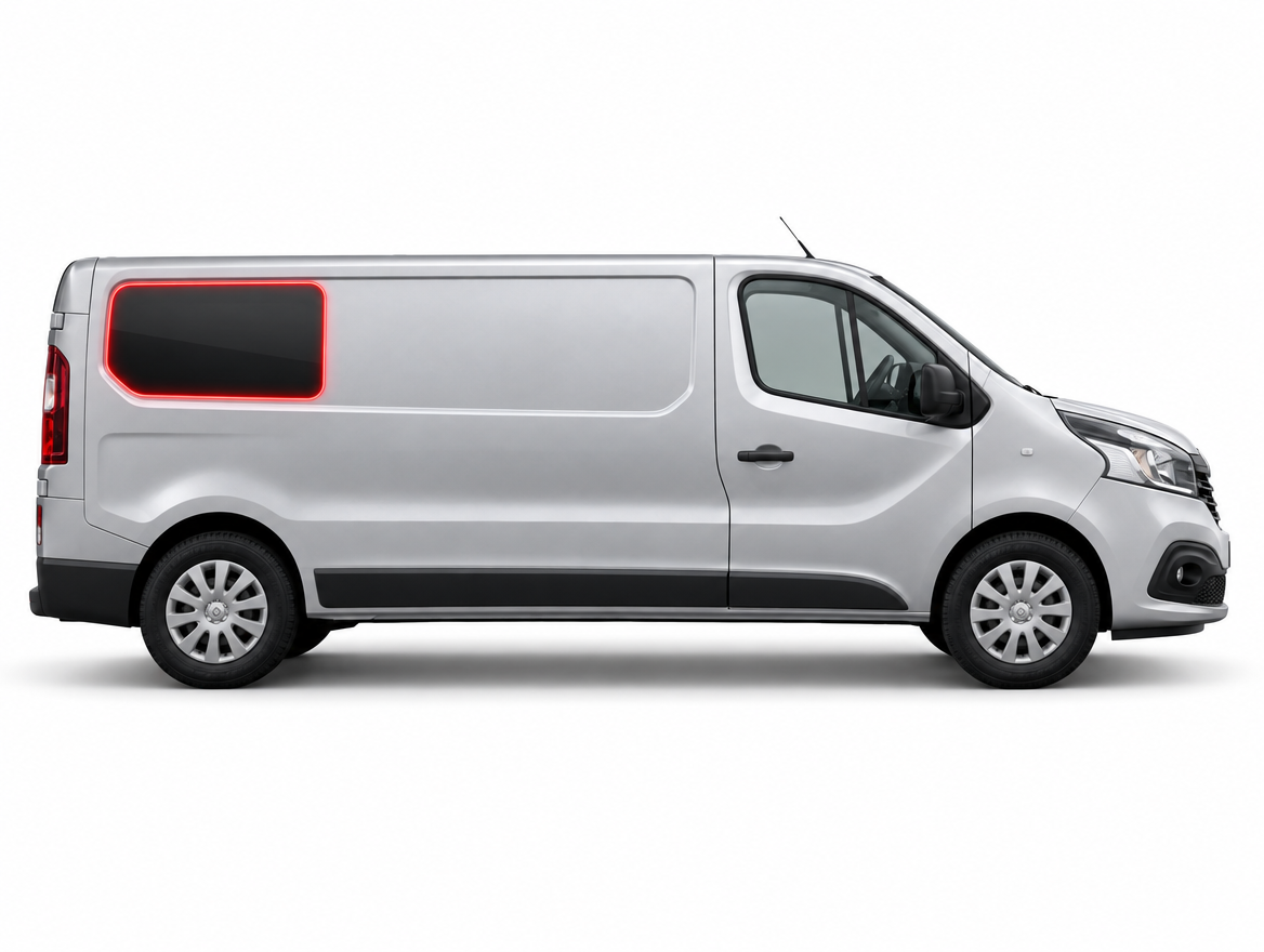 Right Privacy Rear Fixed LWB Glass for Renault Trafic (2014 onwards) / Vauxhall Vivaro (2014-2018) / Fiat Talento (2014 onwards) / Nissan Primastar (NV300, 2014 onwards)
