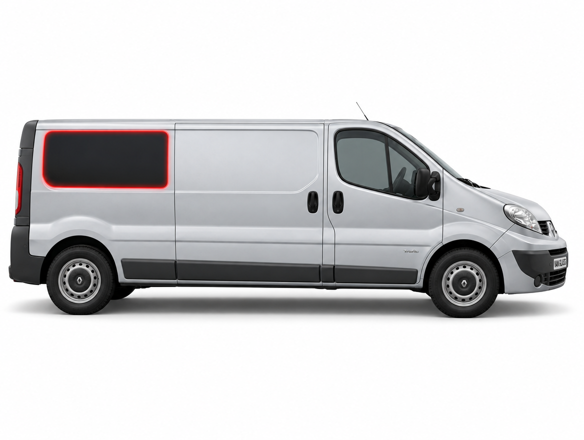 Right Privacy Rear Fixed LWB For Side Load Door Glass for Renault Trafic / Vauxhall Vivaro / Nissan Primastar (2001-2013)