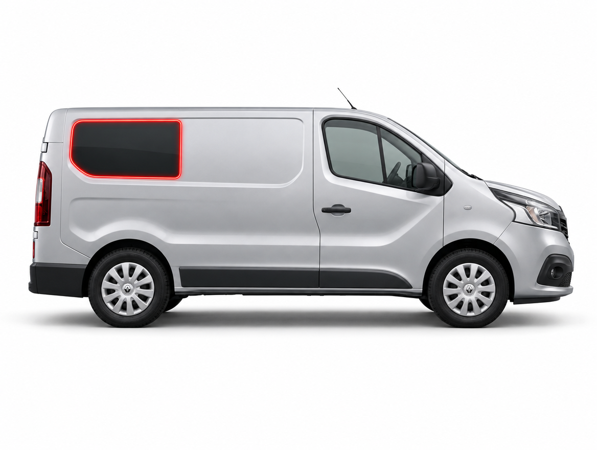 Right Privacy Rear Fixed SWB Glass for Renault Trafic (2014 onwards) / Vauxhall Vivaro (2014-2018) / Fiat Talento (2014 onwards) / Nissan Primastar (NV300, 2014 onwards)