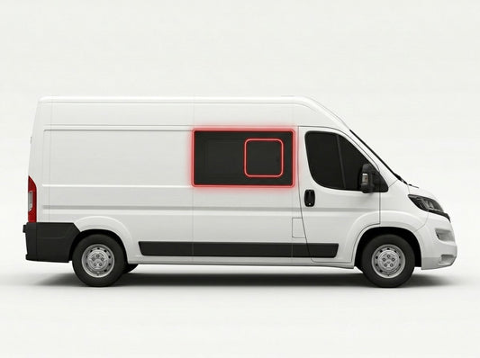 Right Privacy Front Opening MWB/LWB/XLWB (L2/3/4) Glass for Peugeot Boxer (2006>) / Fiat Ducato (2006>) / Citroen Relay (2006>) / Vauxhall Movano (2021>)