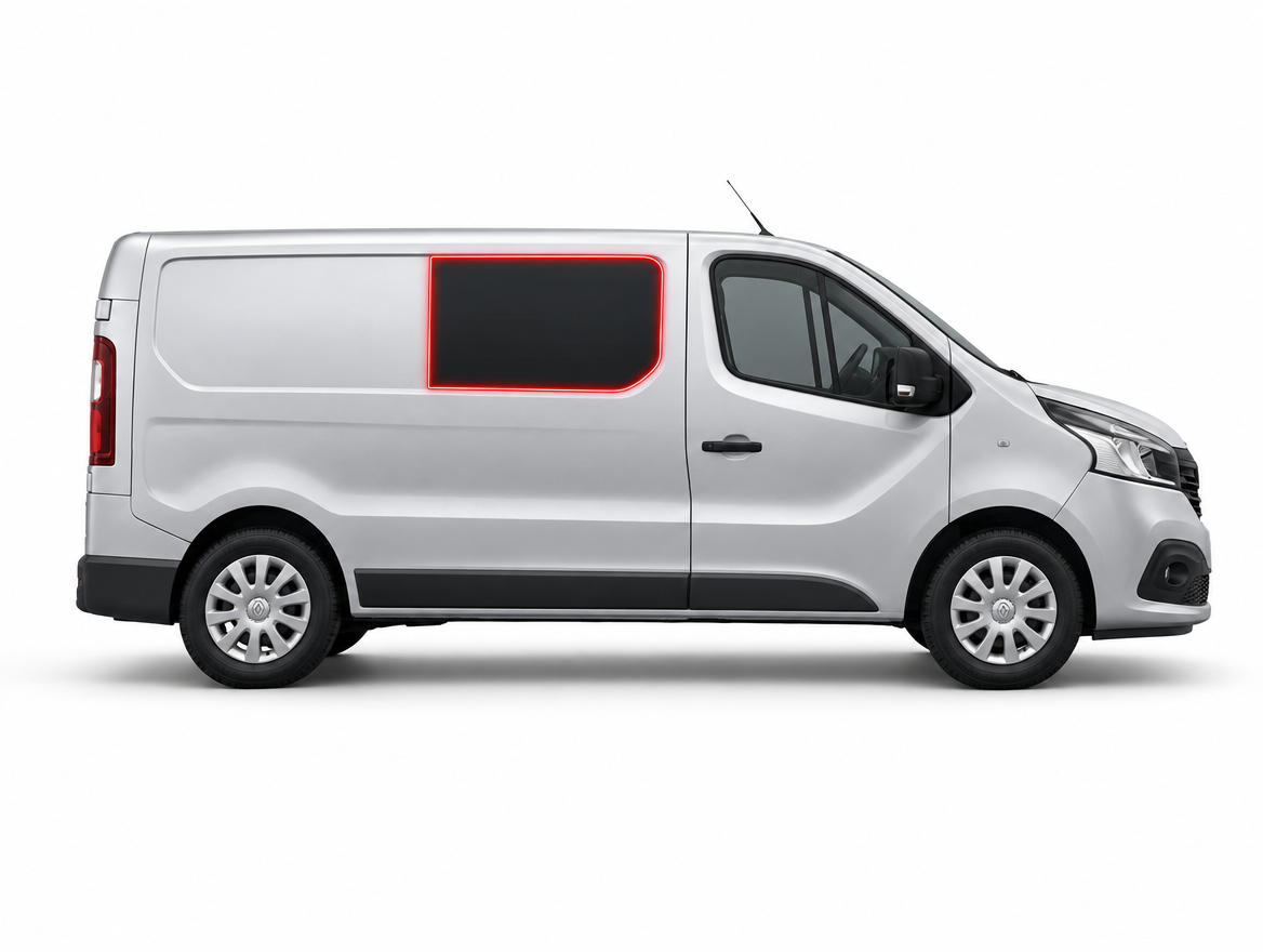 Right Privacy Front Fixed Glass for Renault Trafic (2014 onwards) / Vauxhall Vivaro (2014-2018) / Fiat Talento (2014 onwards) / Nissan Primastar (NV300, 2014 onwards)