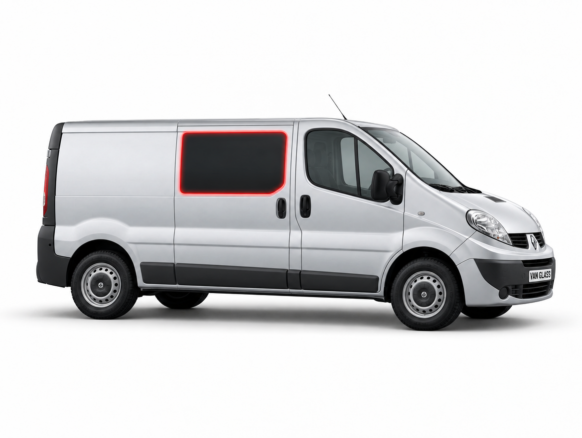 Right Privacy Front Fixed For Twin Side Load Door Glass for Renault Trafic / Vauxhall Vivaro / Nissan Primastar (2001-2013)