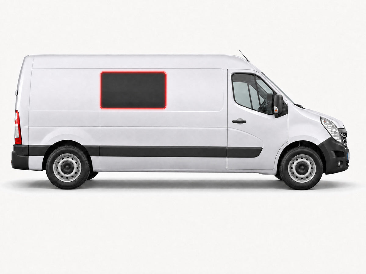 Right Privacy Centre Fixed LWB Glass for Renault Master (2010-2023) / Vauxhall Movano (2010-2021) / Nissan NV400 (2010 onwards) / Nissan Interstar (2022-2023)