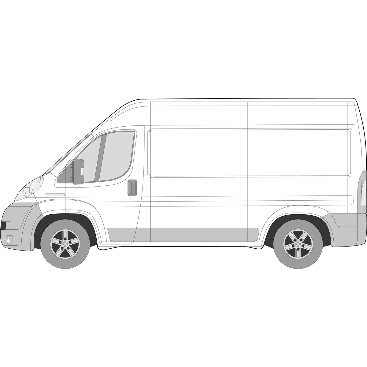 Left Privacy Front Opening SWB Glass for Peugeot Boxer (2006>) / Fiat Ducato (2006>) / Citroen Relay (2006>) / Vauxhall Movano (2021>)