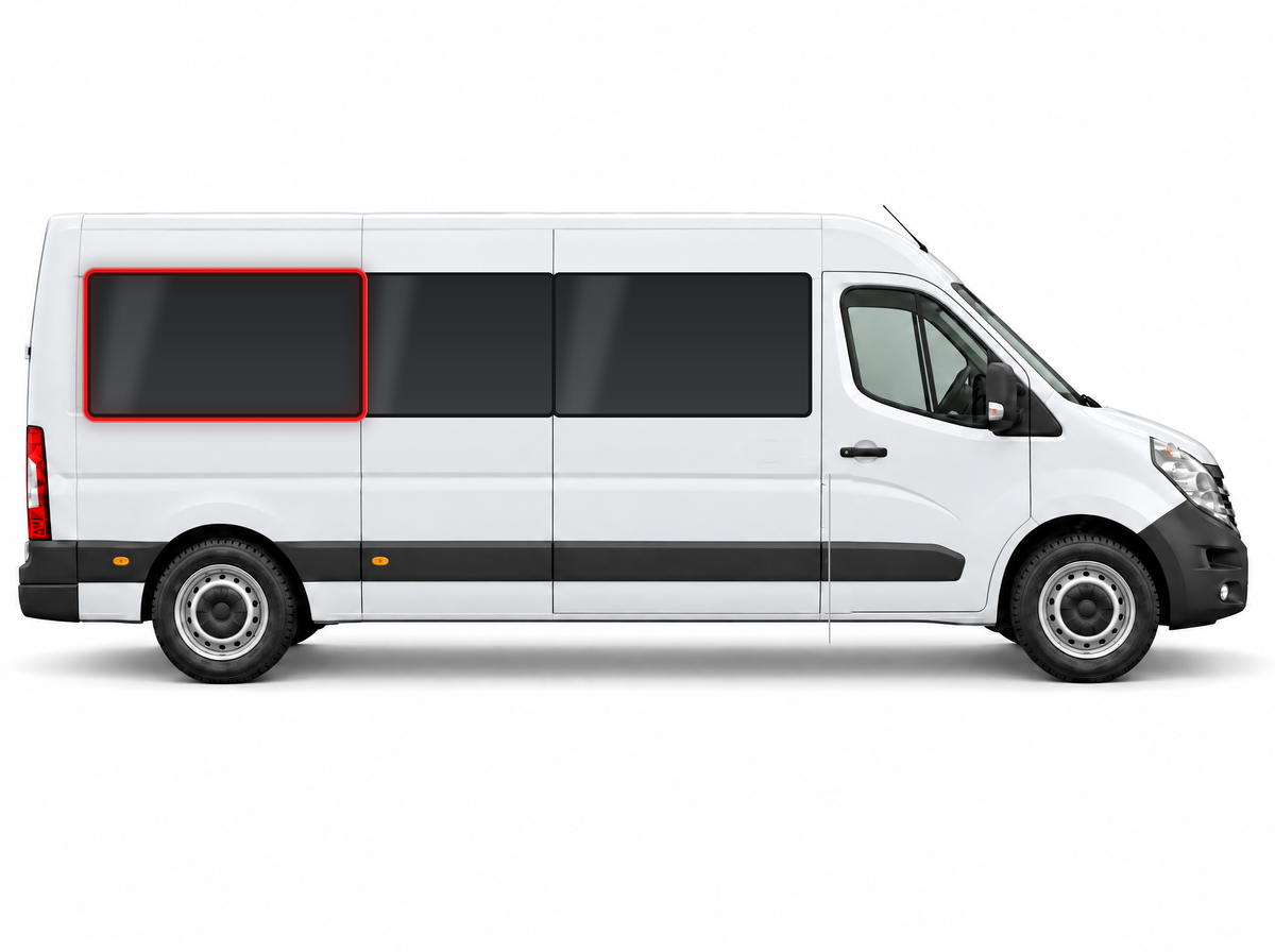 Right Privacy Rear Fixed LWB Glass for Renault Master (2010-2023) / Vauxhall Movano (2010-2021) / Nissan NV400 (2010 onwards) / Nissan Interstar (2022-2023)